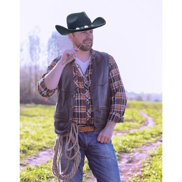6854 Women Men Felt Wide Brim Western Cowboy Hats Belt Buckle Panama Hat